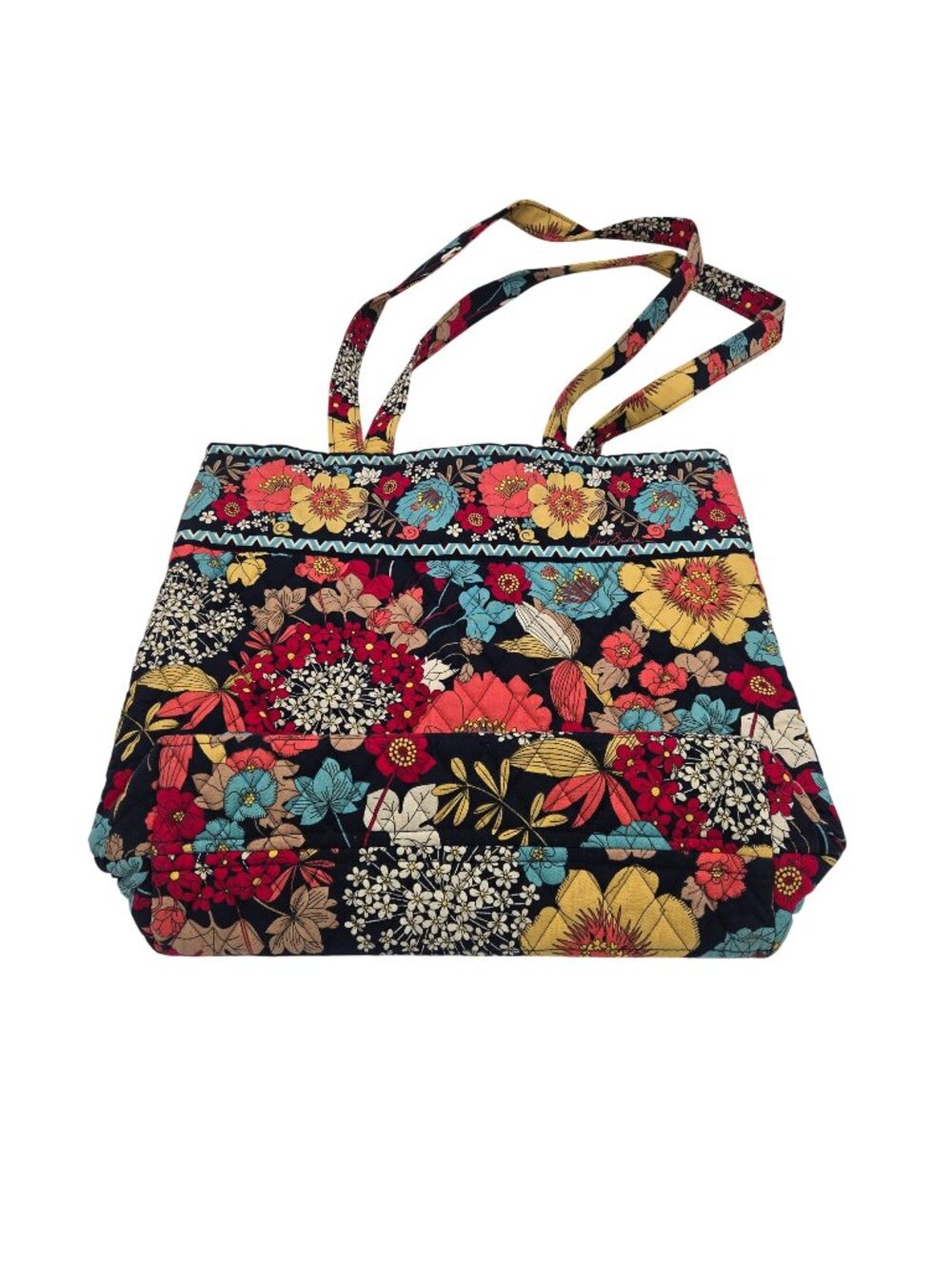 Vera Bradley Large Happy Snails Floral Tote Bag With Dual Handles 14x13in